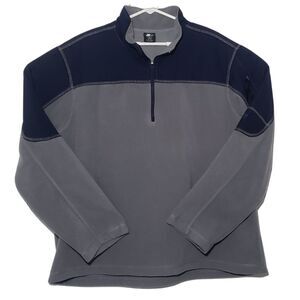 Vintage Starter Fleece Y2K Men's XL Grey Blue Polyester Sleeve Pocket Half Zip